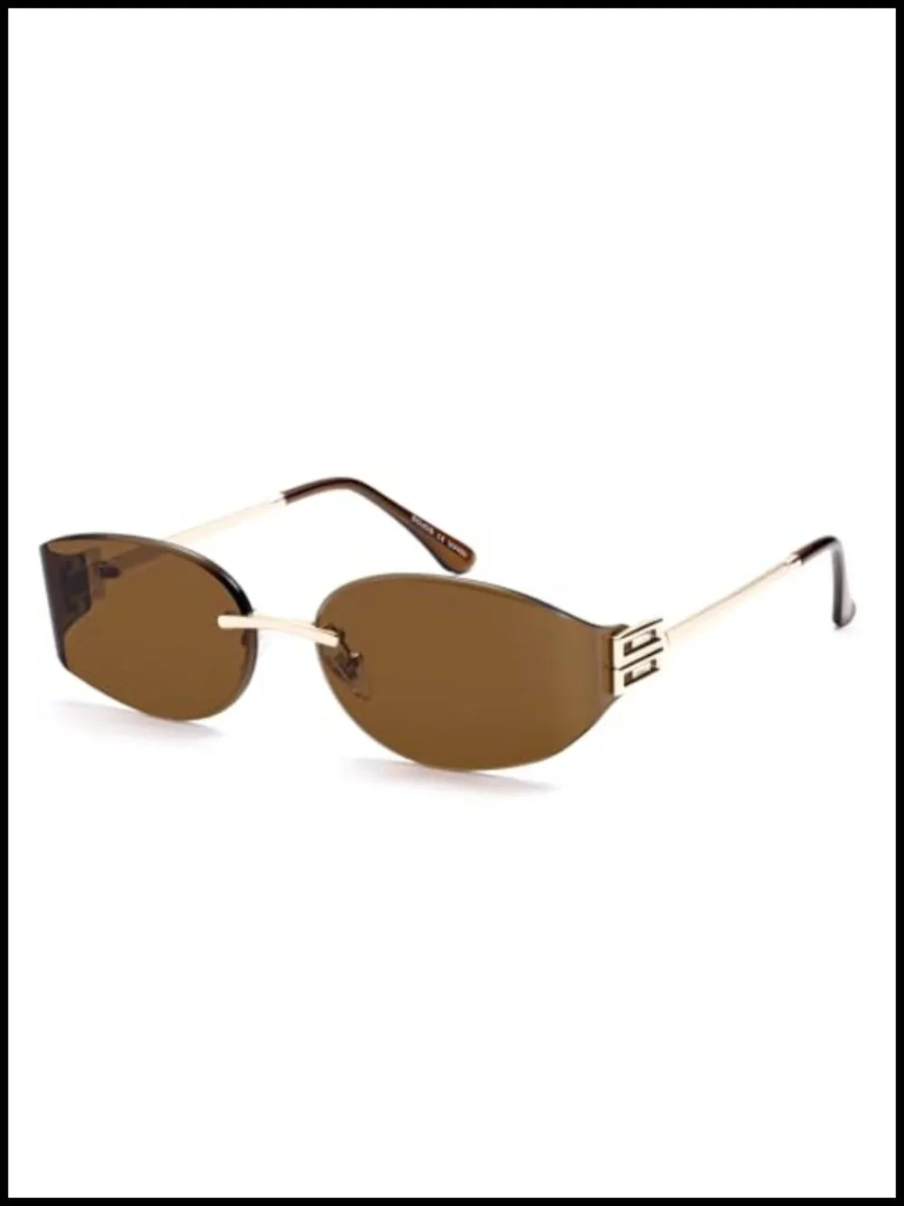 Trendy Oval Rimless Metal Sunglasses UV400